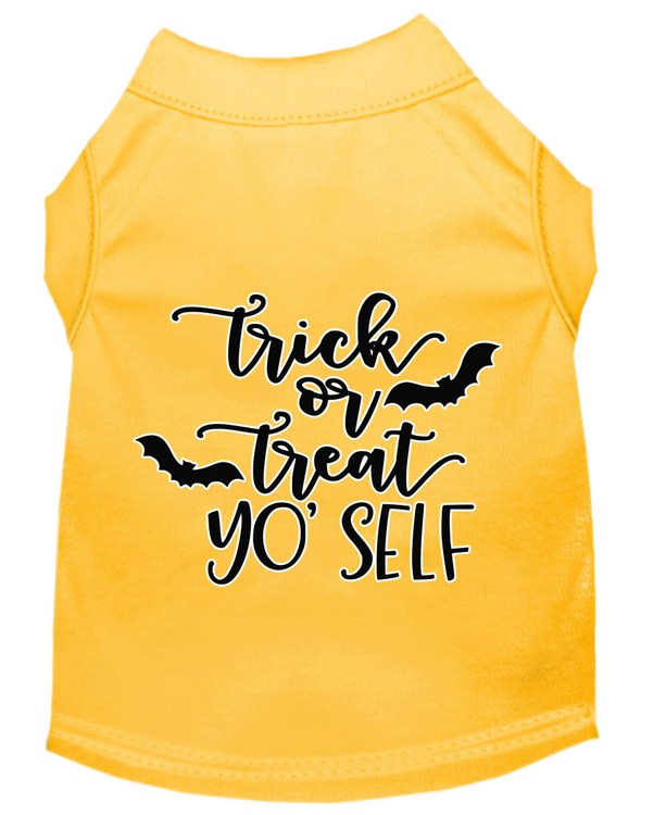 Trick or Treat Yo' Self Screen Print Dog Shirt Yellow XS